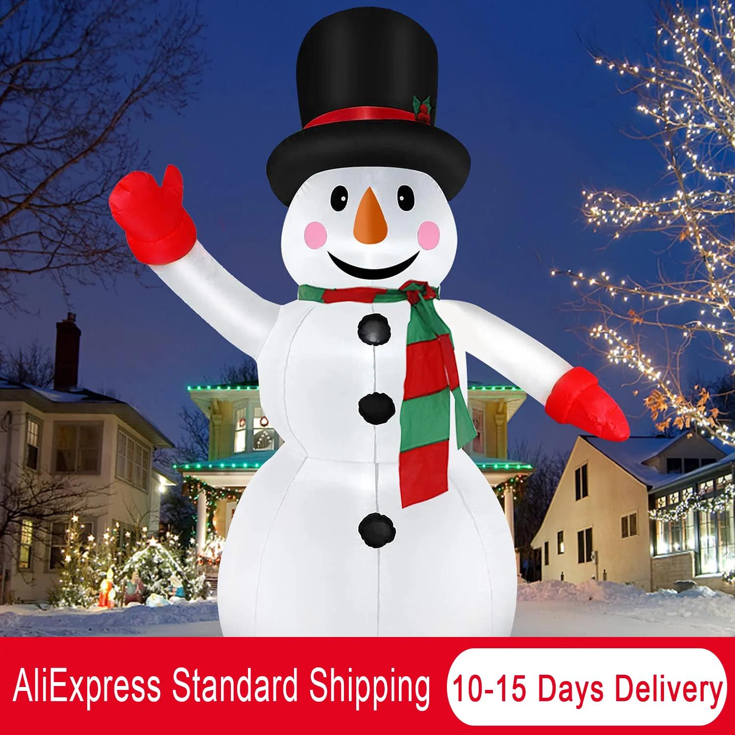 8 피트 크리스마스 공기주입식 눈사람 풍선 레드 핸드 크리스마스 휴일 LED 조명, 홈 가든 크리스마스 장식